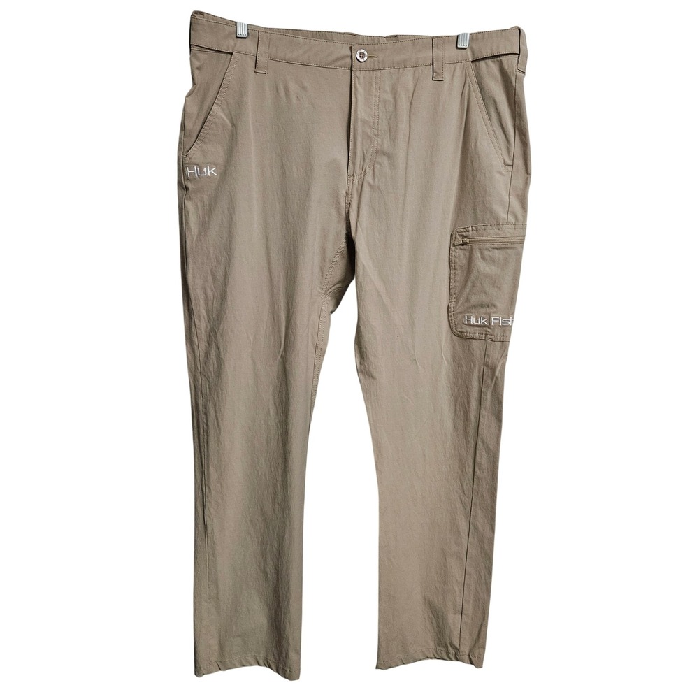 Huk Next Level Cargo Pants Men XXL Tan Performance Fishing Straight Leg H1200021